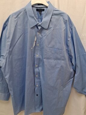 Tommy Hilfiger Mens Non-Iron Dress Shirt Light Blue‎ Long Sleeve Tall 20 35-36